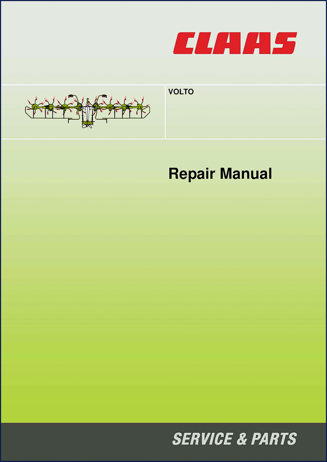 Claas VOLTO Repair Manual cover showing tedder machine and manual title