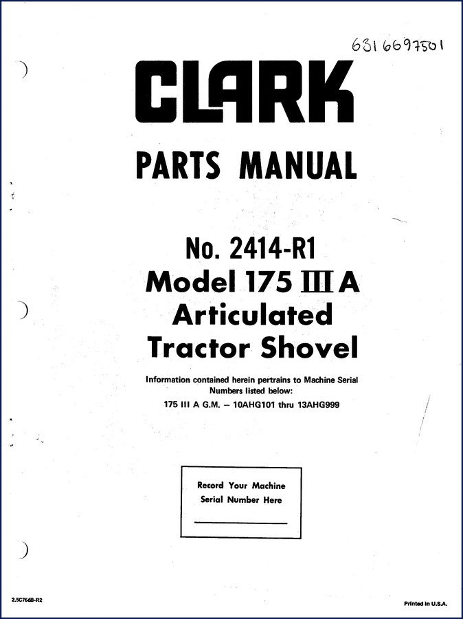 Clark-hurth 175 III A Parts Catalog – 210 page factory OEM document open to transmission section