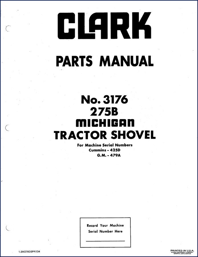 Clark-hurth 3176 and 275B Parts Catalog cover – 386 pages OEM factory manual