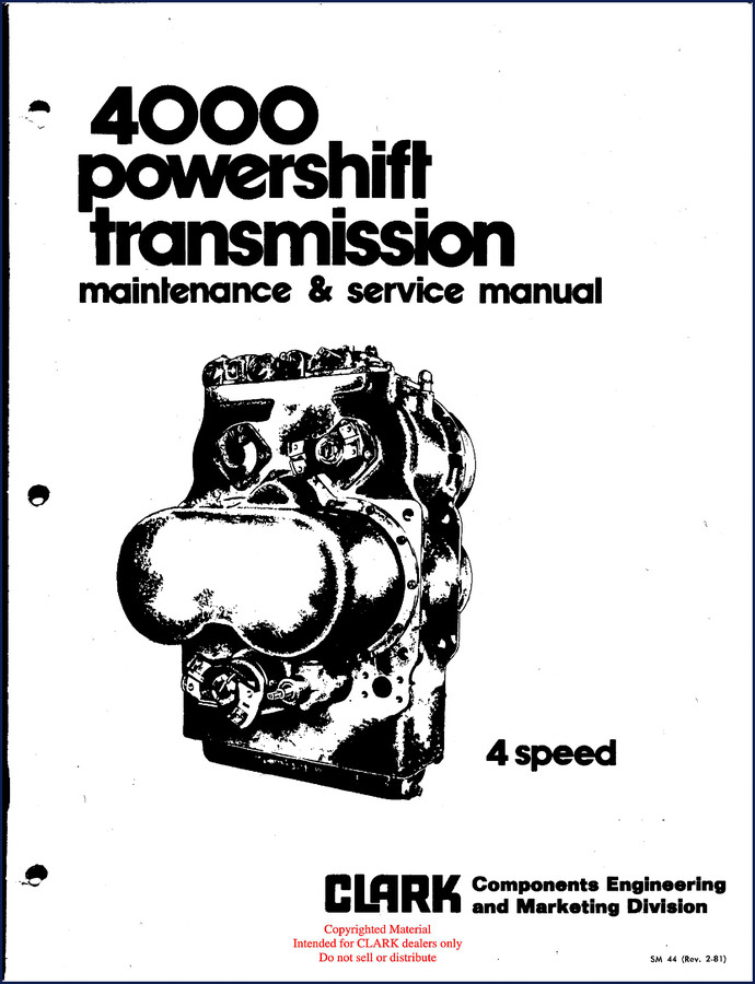 Clark-hurth 4000 service manual cover – 4-speed powershift transmission maintenance and service manual