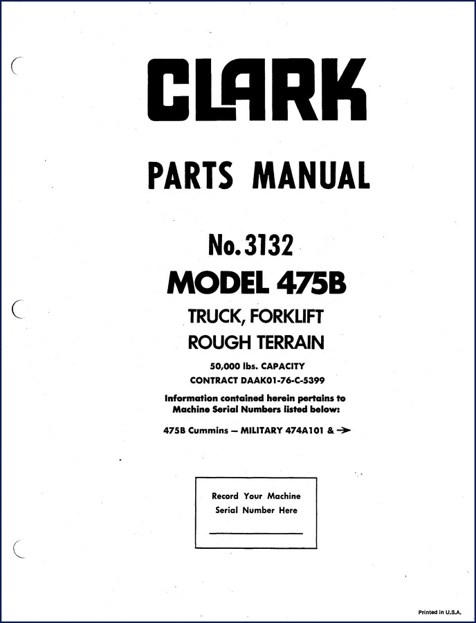 Clark-hurth 475B 1991 Parts Catalog cover - 552 pages OEM parts manual