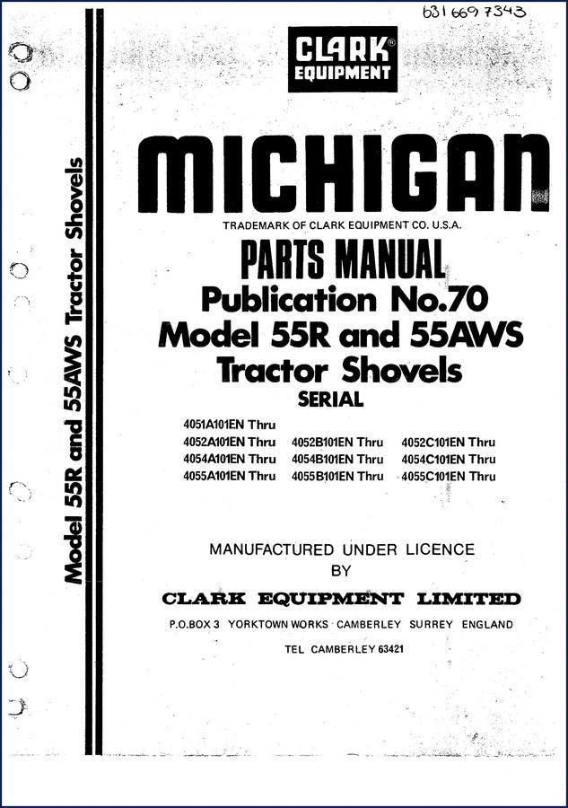 Clark-hurth 55R 55AWS 1980 Parts Catalog cover page