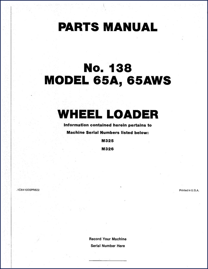 Clark-hurth 65A 65AWS 1980 parts catalog cover and sample page