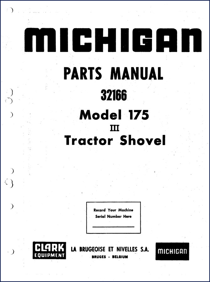 Clark Equipment 175 III Tractor Shovel Parts Catalog cover