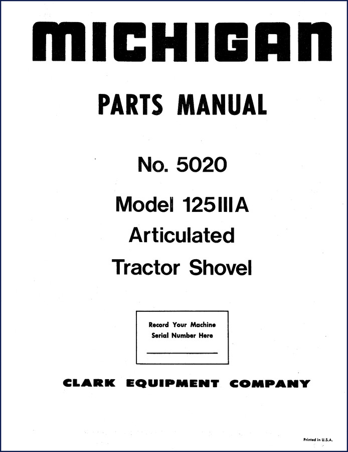 Clark Equipment 125 IIIA Parts Catalog cover image - OEM factory manual 136 pages