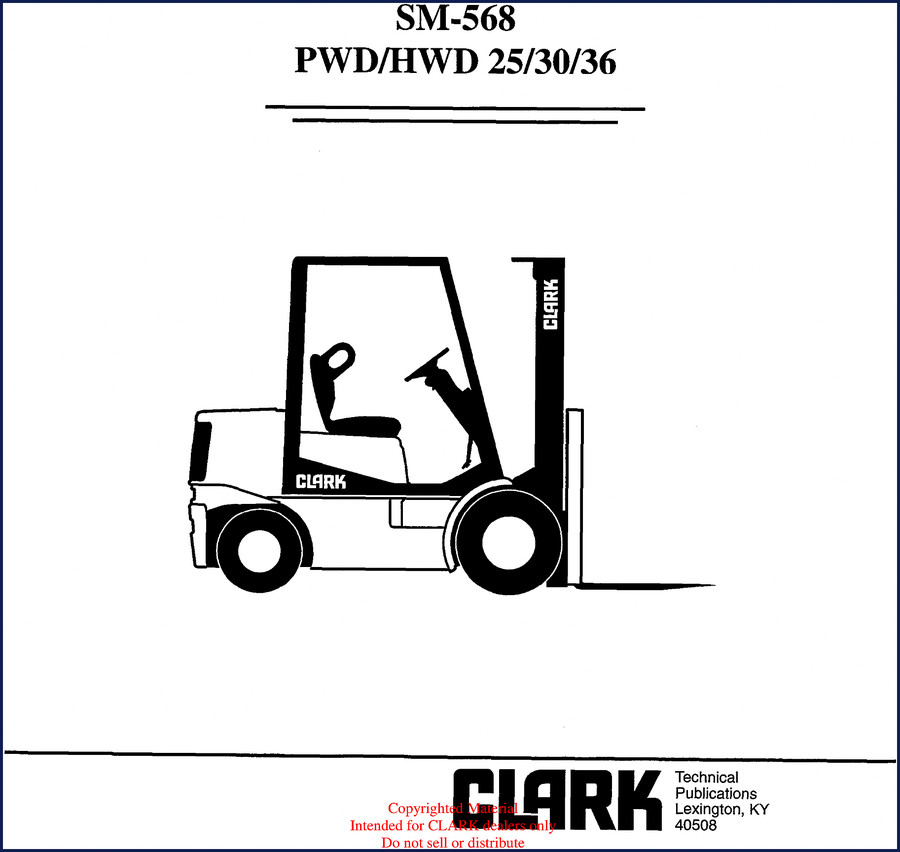 Clark-hurth 36 forklift service manual cover – OEM factory publication