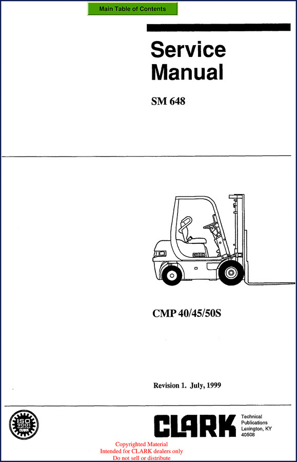 Clark-hurth 40, 45, 50S 1999 Service Manual cover – OEM factory service manual