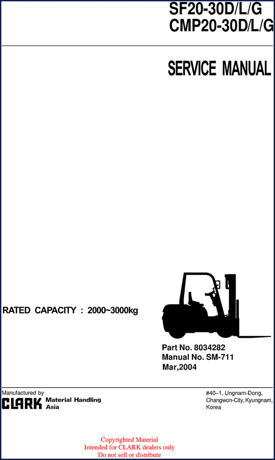 Clark-hurth CMP25 2004 Service Manual cover - OEM factory manual for SF20-30 and CMP20-25 models