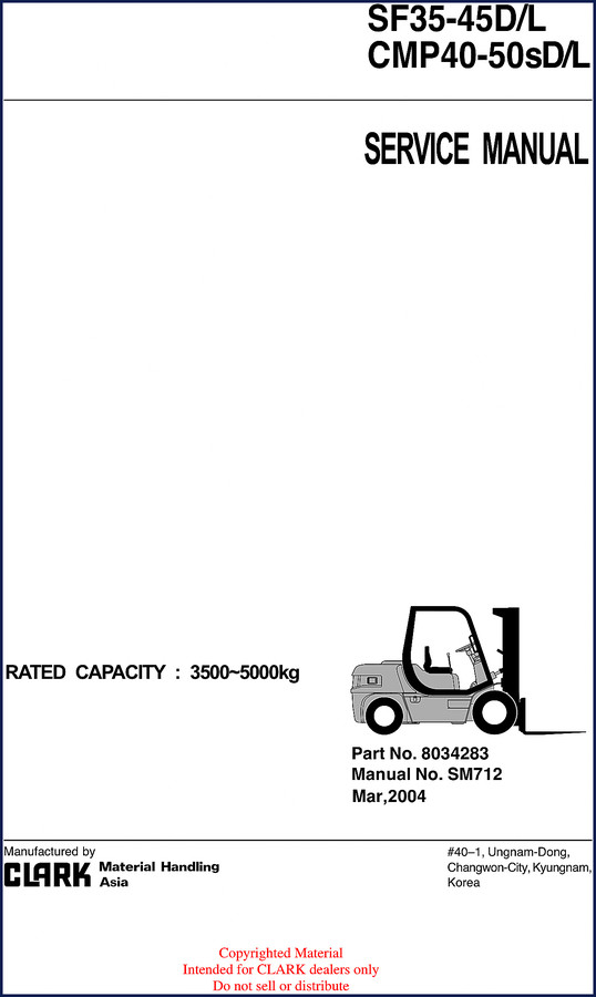 Clark-hurth CMP50 SF35 SF45 CMP40 2004 Service Manual factory cover