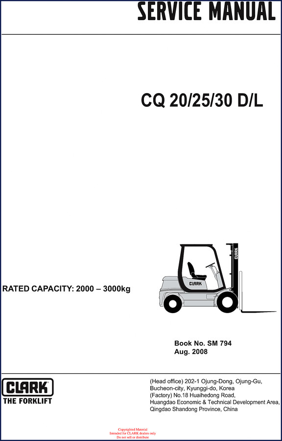 Clark-hurth CQ30 2008 Service Manual cover – factory OEM document