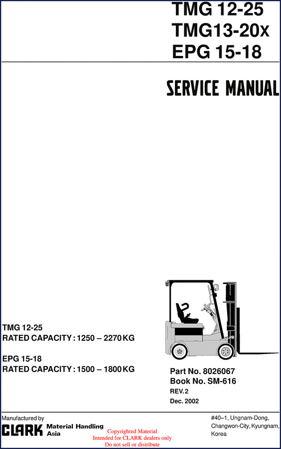 Clark-hurth EPG 15-18 and TMG 12-25 2002 Service Manual cover