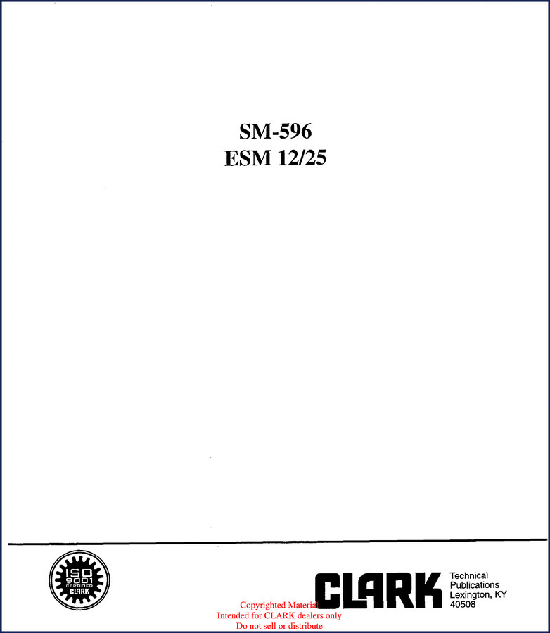 Clark-hurth ESM-II 25 service manual cover – OEM factory documentation for industrial lift trucks