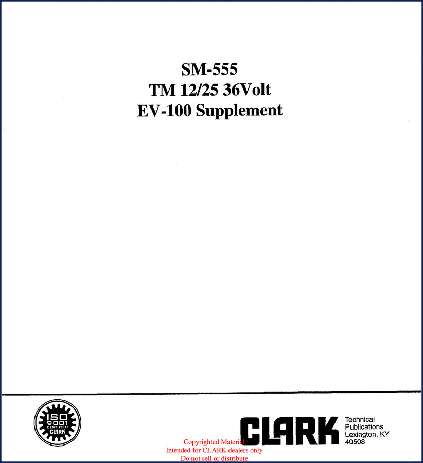 Clark-hurth TM 12/25 and EV-100 Technical Manual cover – 687-page OEM factory document
