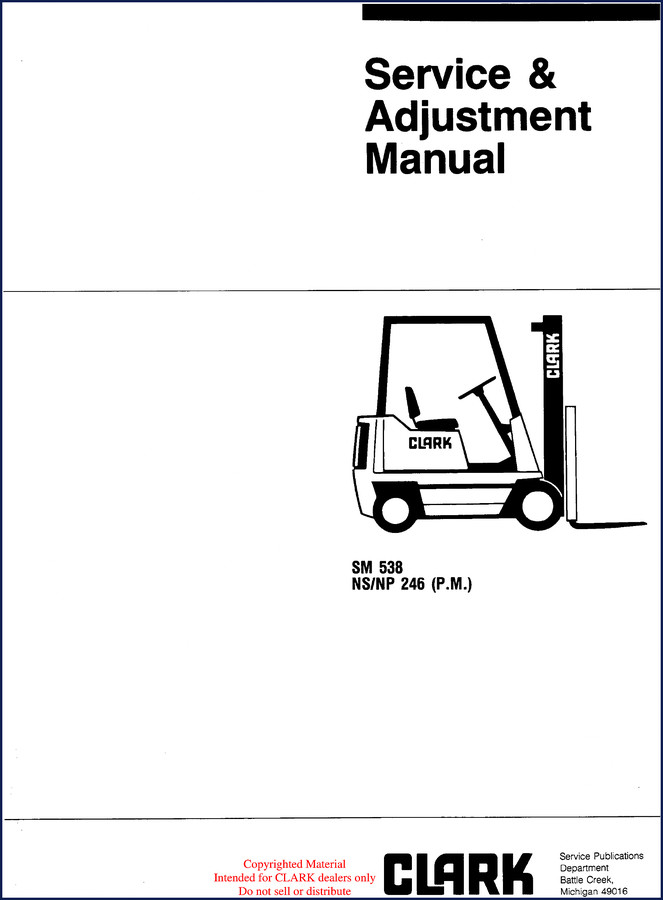 Clark-hurth SM 538 NS 246 NP 246 Service Manual cover - factory OEM document