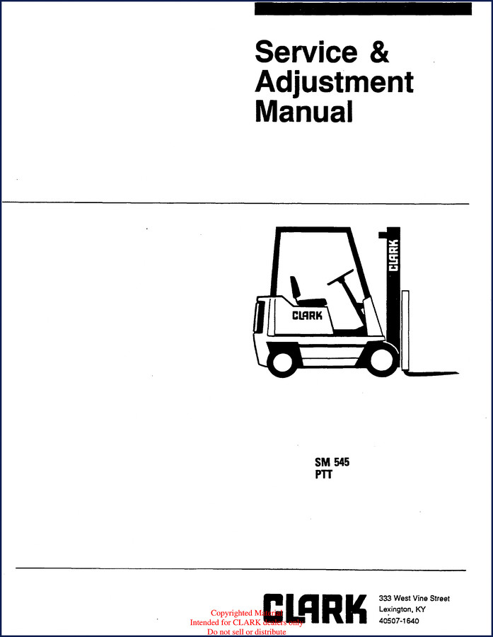 Clark-hurth SM 545 Service Manual cover showing factory OEM document for electric lift truck