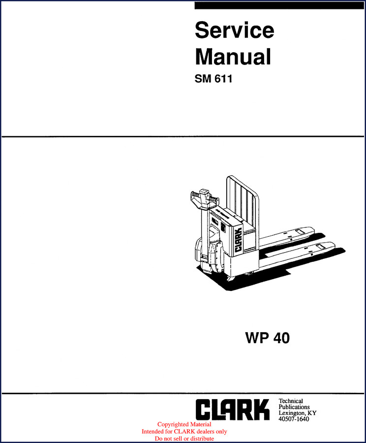 Clark-hurth SM 611 WP 40 service manual cover – OEM factory document for industrial lift trucks