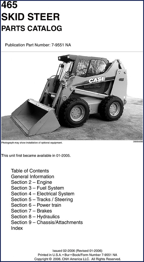 CNH 465 2006 Parts Catalog cover - Factory OEM parts breakdown