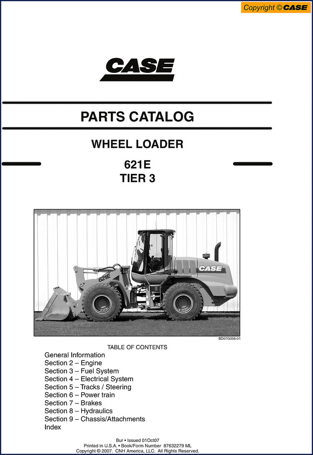 CNH America 621E 2007 Parts Catalog cover page