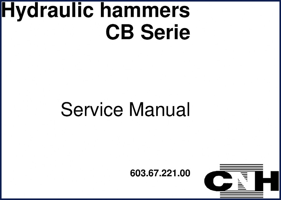 CNH CB32-CB120 2005 Service Manual cover showing hydraulic hammer models and CNH logo