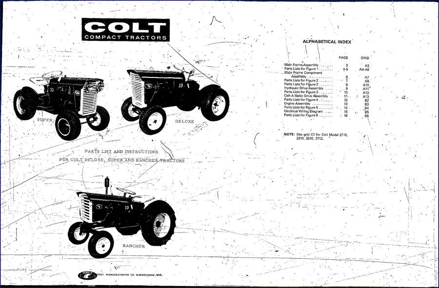 COLT 2110, 2510, 2710 Parts Catalog cover – factory OEM parts list for compact tractors