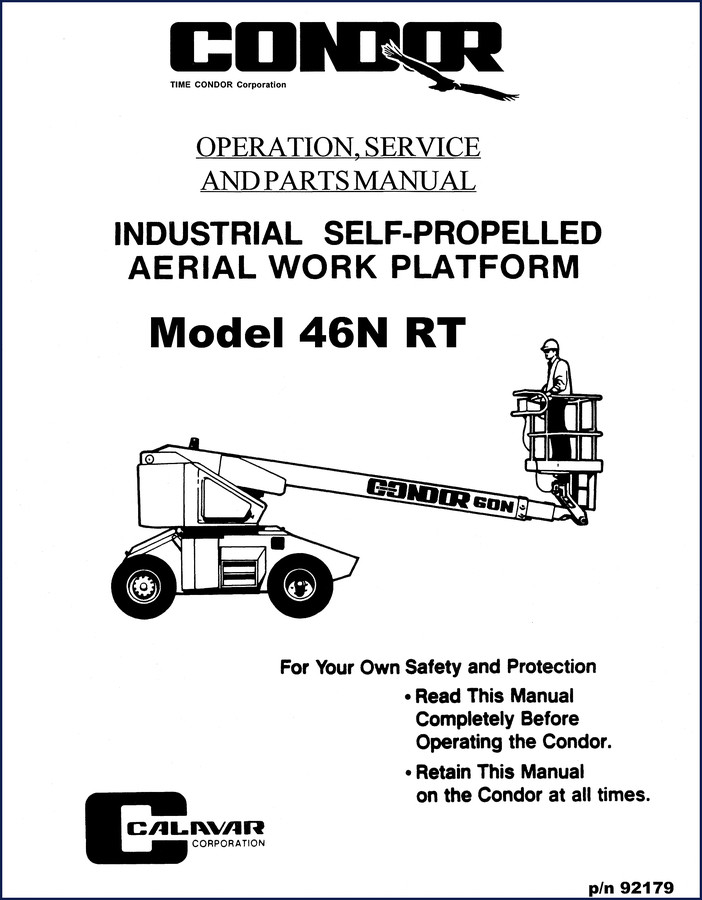 Condor 46N RT Service Manual cover - factory OEM document for aerial work platform repair