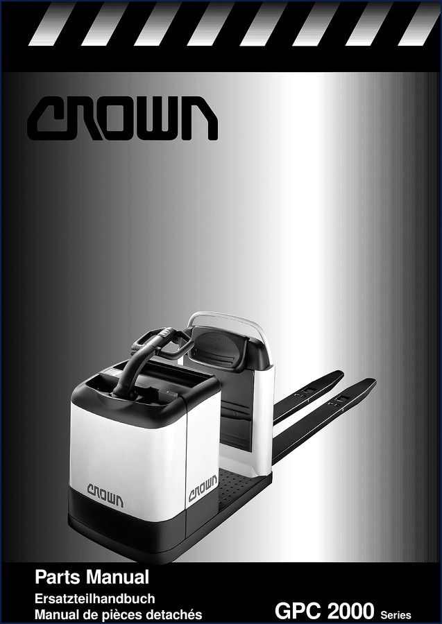 Crown GPC 2000 Parts Catalog manual cover showing forklift model