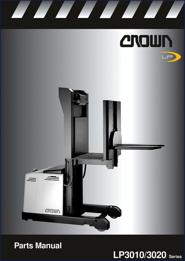 Crown LP3010 LP3020 Factory Parts Catalog cover showing forklift diagram and model identification