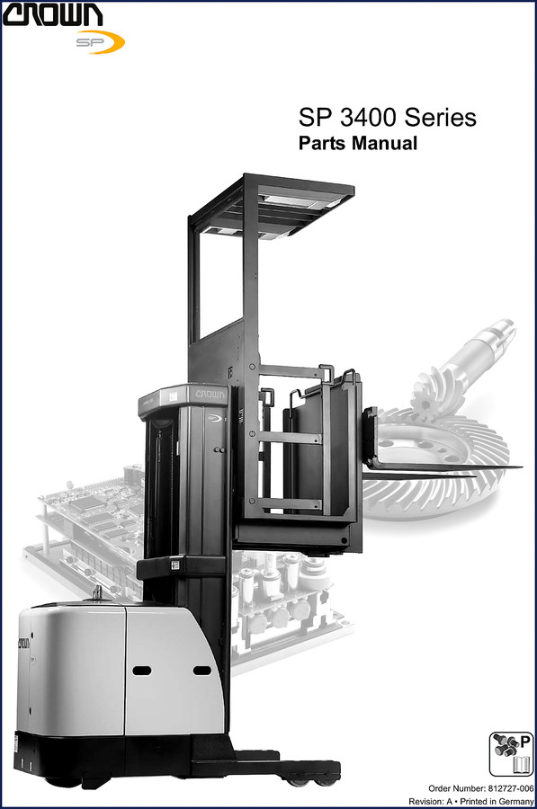 Crown SP 3400 Parts Catalog cover page showing series and document type