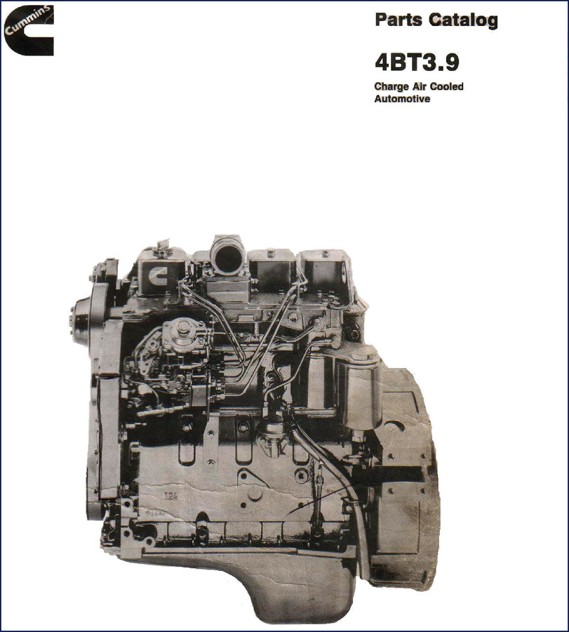 Cummins 4BT3.9 Parts Catalog cover page showing engine diagram and part numbers