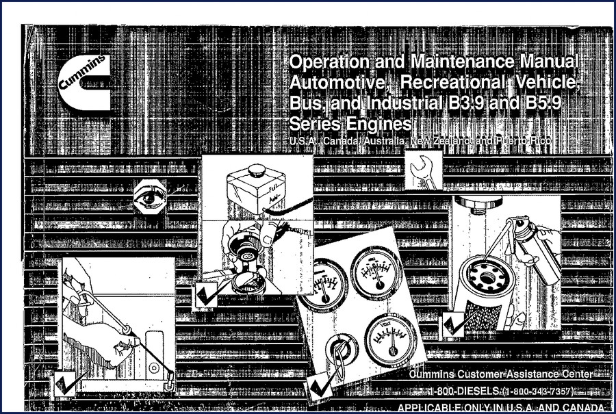 Cummins B3.9 and B5.9 Operators Manual cover – 484 pages factory document
