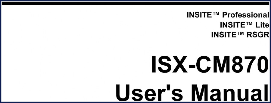 Cummins ISX-CM870 User Manual cover page – factory INSITE diagnostics guide