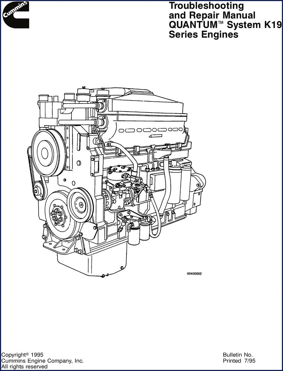 Cummins K19 1995 Troubleshooting Manual cover page