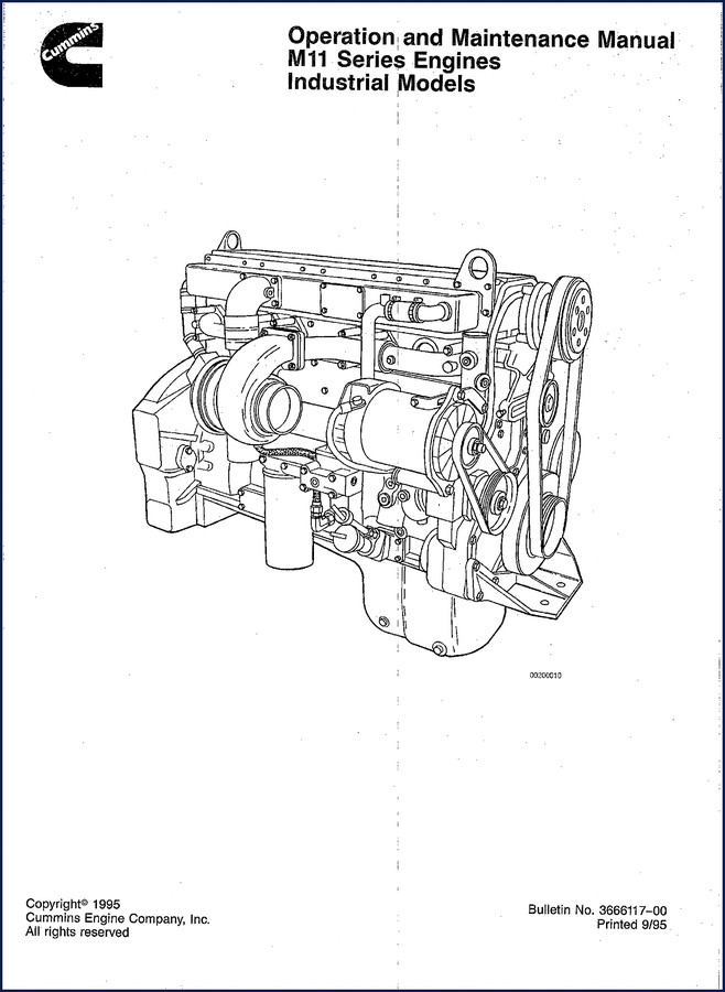 1995 Cummins M11 Series Engines Operation and Maintenance Manual cover