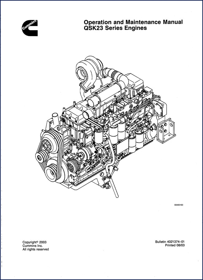 Cummins QSK23 2003 Operation and Maintenance Manual cover
