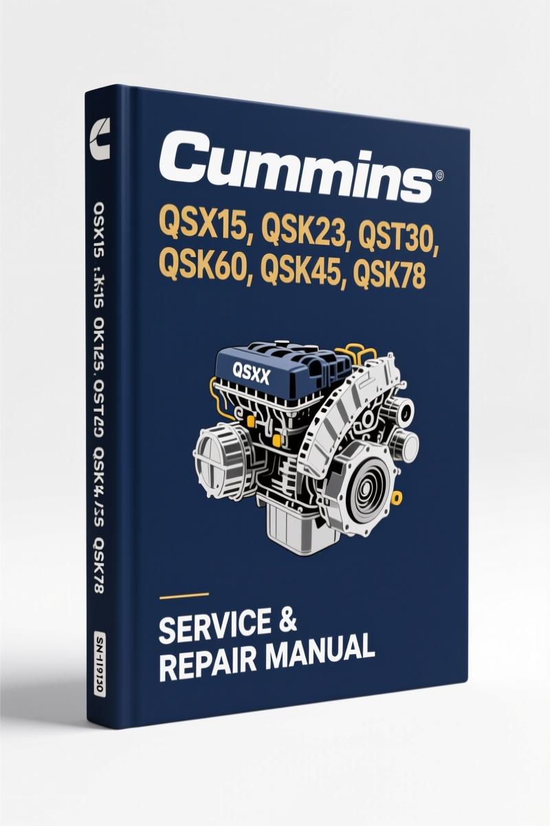 Cummins QSX15 Service Manual cover – 105-page OEM factory document for diesel engine assembly and repair