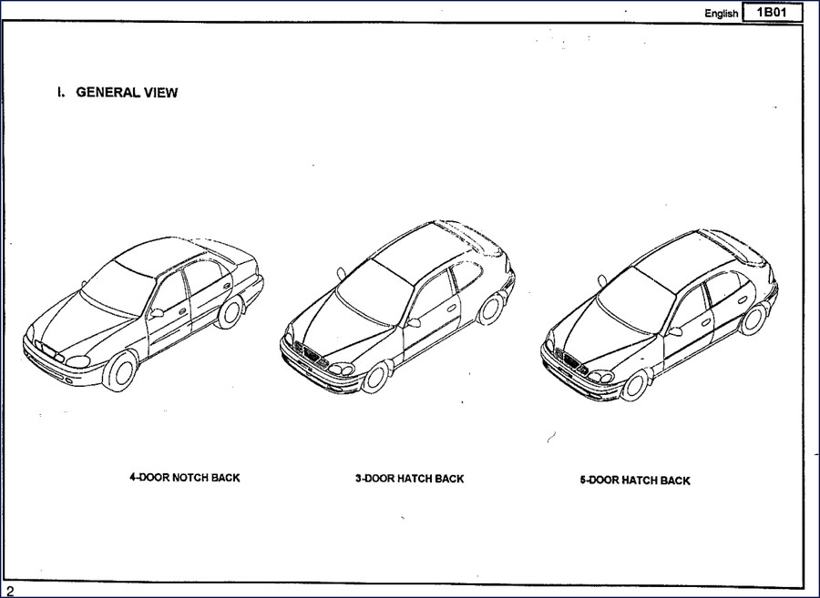 Daewoo 4-Door Notch Back Technical Manual factory OEM document cover