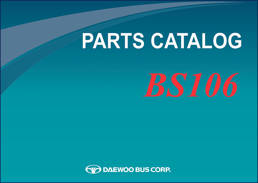 Daewoo BS106 Parts Catalog cover image showing bus and title