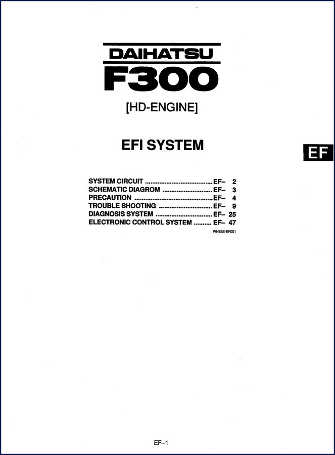 Daihatsu F300 Service Manual – OEM EFI Diagnostics & Torque Specs 2 Daihatsu F300 Service Manual cover – 102-page factory EFI document