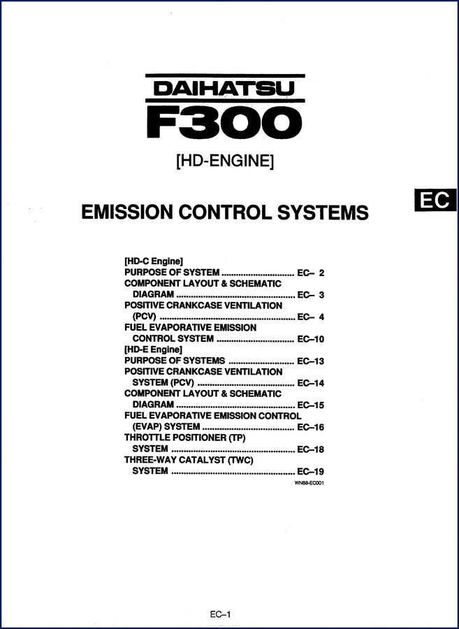 Daihatsu F300 HD Engine Technical Manual Cooling System cover page