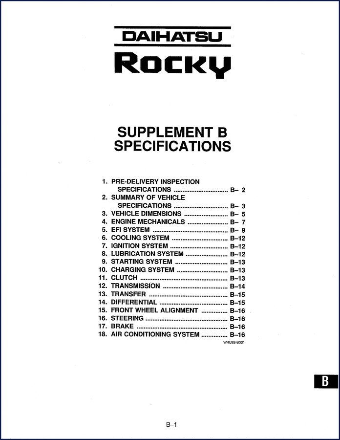 Daihatsu ROCKY Technical Manual - Emission Control System cover page