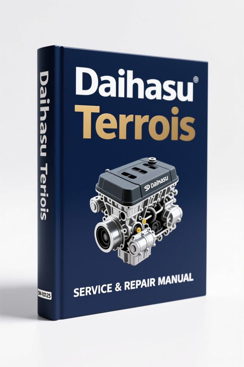 Daihatsu Terios J100 Service Manual cover showing transmission cutaway