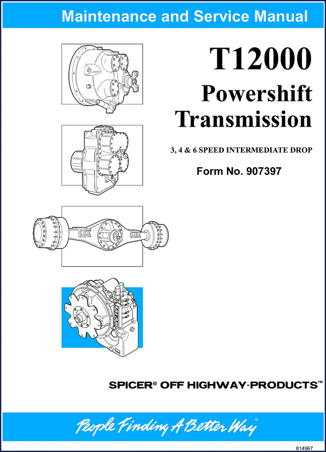 1990 Dana Spicer T1200 Powershift Transmission Service Manual – factory OEM document cover