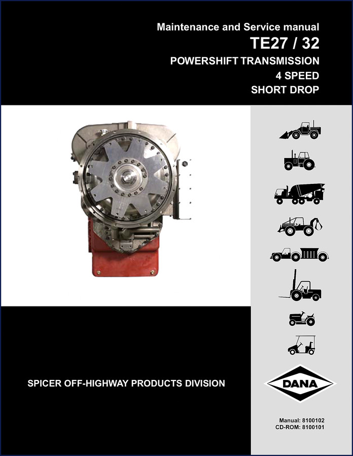 Dana Spicer TE27 TE32 Powershift Transmission 2002 Service Manual cover