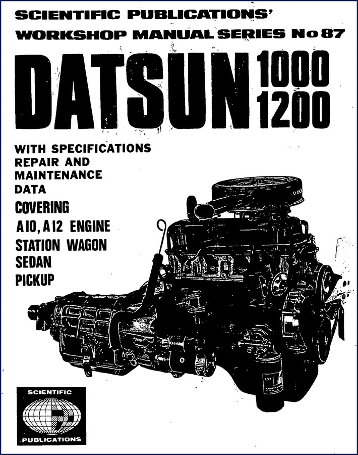 Datsun 1200 Workshop Manual cover - 224 pages - B10/B110 series