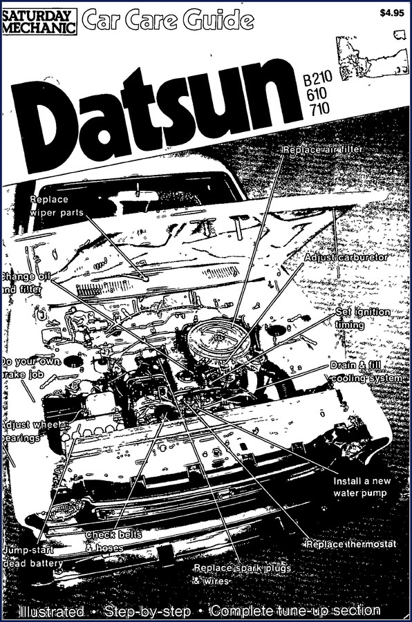 1978 Datsun B210 610 710 Service Manual cover showing Saturday Mechanic Car Care Guide
