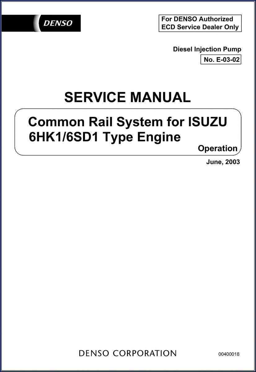 Denso 6HK1 6SD1 2003 Service Manual cover