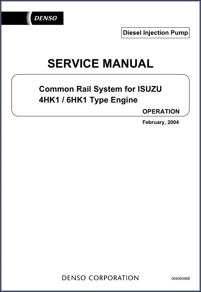 Denso 2004 Service Manual for 4HK1 and 6HK1 common rail injection system – front cover