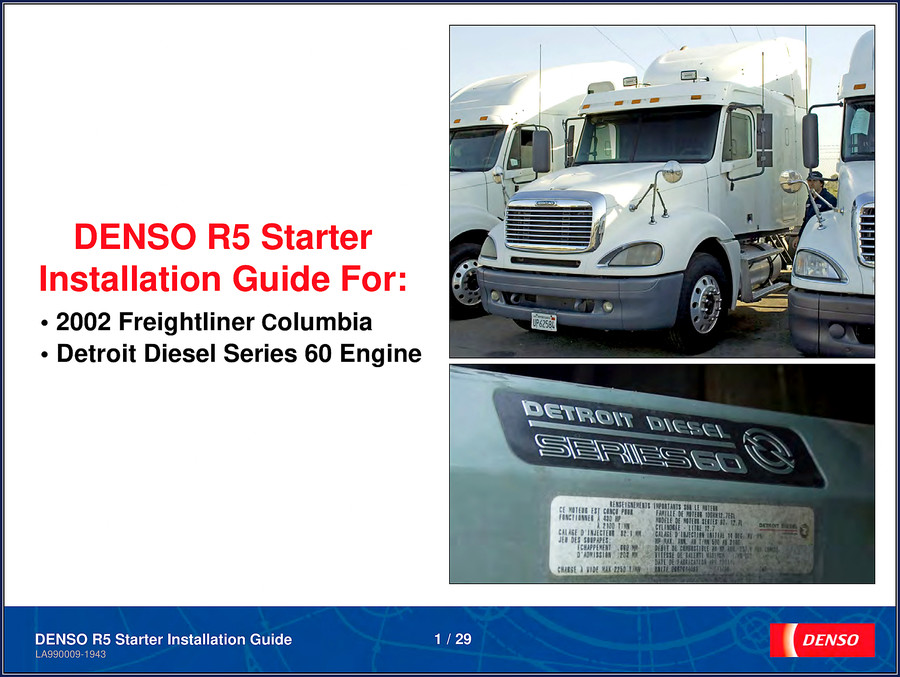 Denso Columbia Installation Manual – 29 pages – 2002 Freightliner Columbia Detroit Diesel Series 60