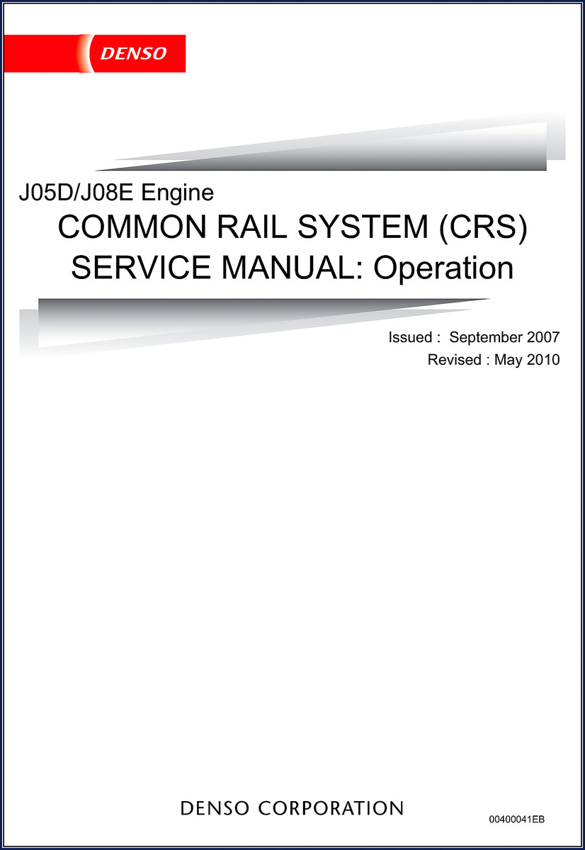 Denso J05D J08E 2010 Service Manual cover page showing Common Rail System diagram