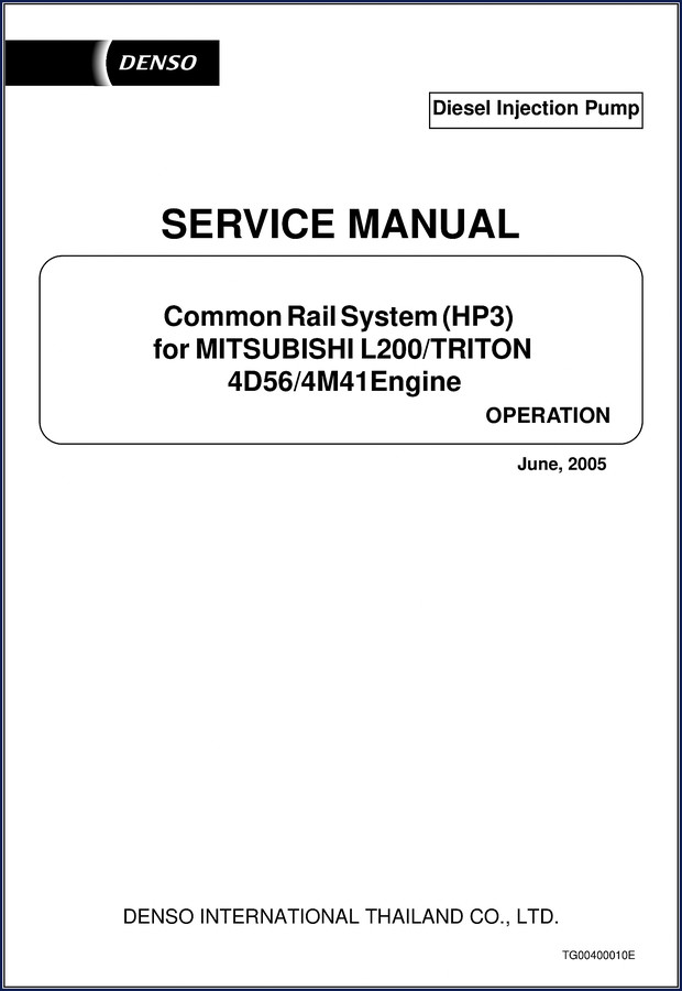 Denso L200 TRITON 2005 Service Manual cover with common rail system HP3 outline